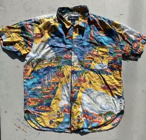 Boy's Ralph Lauren Shirt Multicolor Hawaiian 12 TIKI Surf Luau Beach Hook Loop - Picture 1 of 12