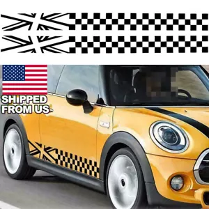 2Pcs Black British Element Lattice Flag Car Body Side Door/Fender Decal Stickers - Picture 1 of 9