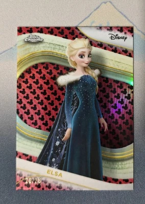2025 Topps Chrome Disney Mickey Mouse Red and Black Shimmer Elsa /28 Frozen - Image 1 of 3