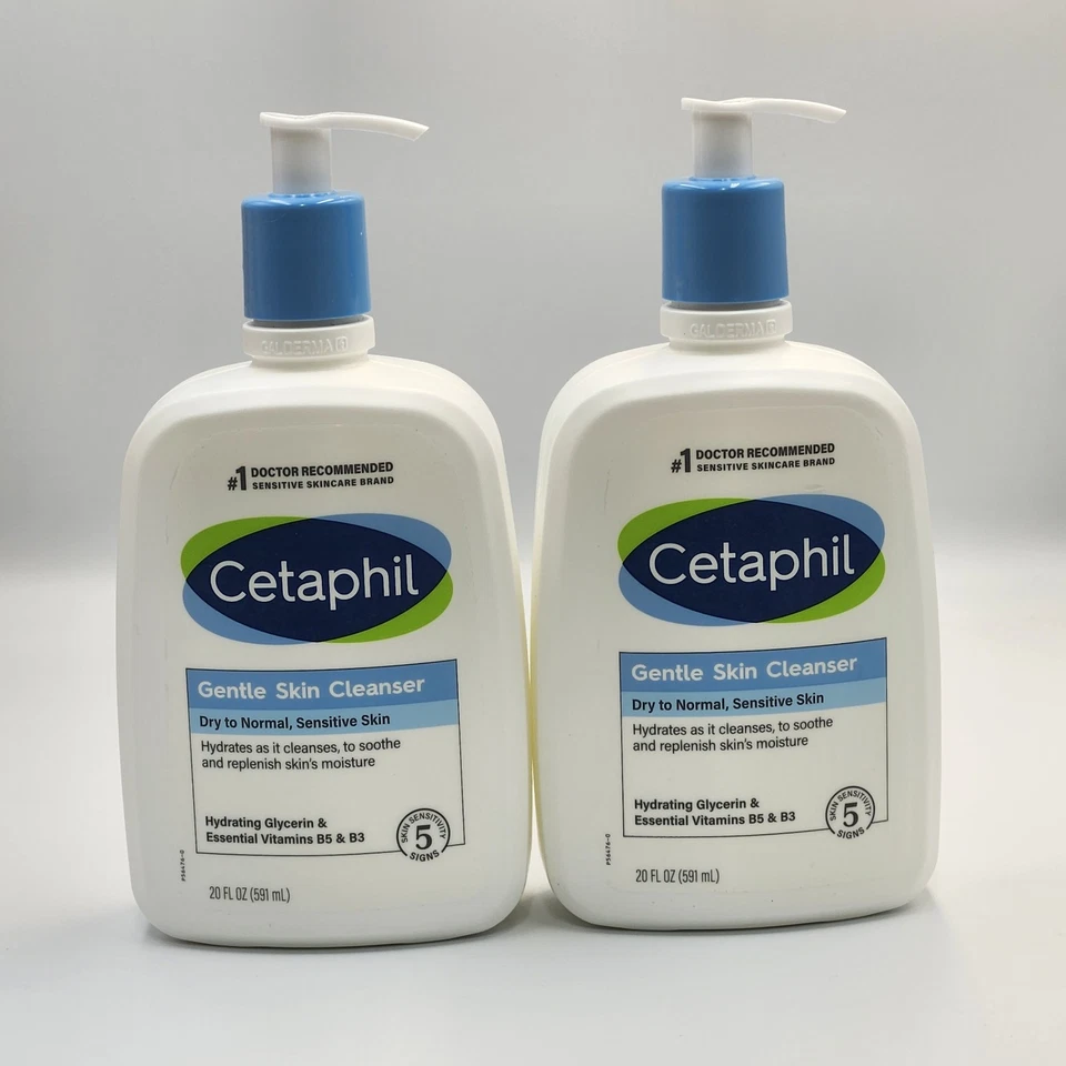 Cetaphil Gentle Skin Cleanser Dry to Normal Sensitive Skin 2-PACK 20 oz Pump Top