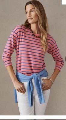 Camiseta de punto J McLaughlin Nico en blazer a rayas coral/denim talla L Foto 1 de 4