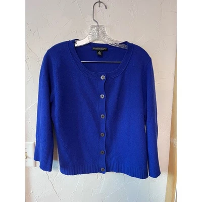 Cárdigan Elena Solano Azul Real 100% Cachemira Cuello Redondo Abotonado XL Foto 1 de 4