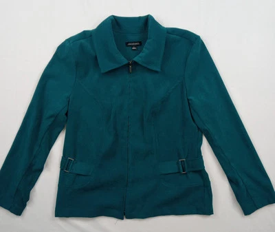 Chaqueta para mujer Notations manga larga azul verde sensación de microfibra talla grande  Foto 1 de 4