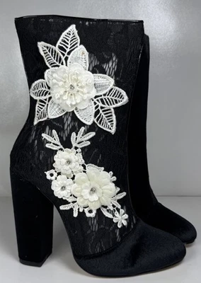 Privileged Merritt 7.5 Botas Floral Encaje Caprichoso Gótico Bruja Boho Victoriano Foto 1 de 4