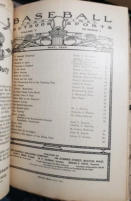 RARE UNRESTORED MAY 1910 Baseball Magazine CHRISTY MATHEWSON - Image 1 of 4