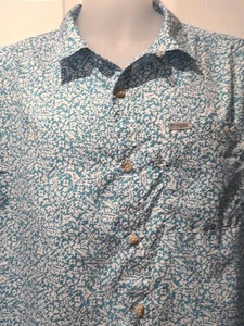 Camisa de pesca Columbia PFG azul verdoso y blanco geométrica ventilada rendimiento para hombre L - Imagen 1 de 10