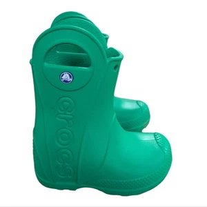 Crocs Kids Handle-It Rain Boots Green Size 7 - Picture 1 of 11