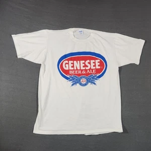 Camiseta Vintage Genesee Beer Adulto XL Blanca Manga Corta Punto Único - Imagen 1 de 11