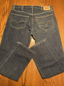 Levis 505 Mens 38x34 Jeans Dark Wash Regular Fit Denim Red Tab EUC T3-J2 - Picture 1 of 11