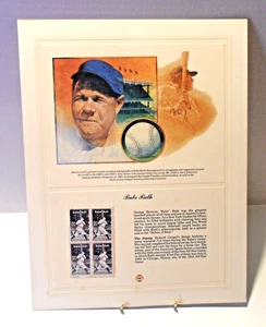 1983 RETRATO CONMEMORATIVO Y CONJUNTO DE 4 SELLOS - BABE RUTH - MLB - NY YANKEES - Imagen 1 de 4