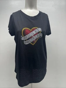 Zadig & Voltaire T-Shirt Short Sleeve Graphic Tee Shirt Rhinestone Black Small - Picture 1 of 9
