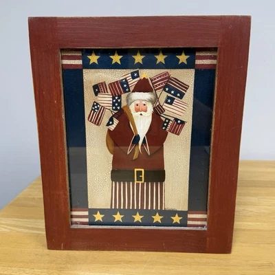Folk Art Santa Claus Framed Print Primitive Christmas Decor Americana 10x12” See - Image 1 of 4