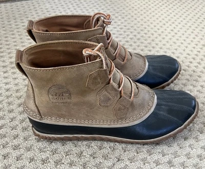 Botas Sorel Femininas 9.5 Preto Pato Botas Chuva N Sobre Tornozelo Impermeável - Imagem 1 de 4