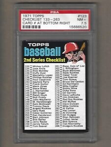1971  TOPPS  2nd  SERIES  CHECKIST  CARD # AT  BOTTOM  RIGHT  #  123    PSA  7.5