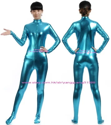 Unisex Brillante Metálico Traje Gato Disfraces Mujeres Hombres Monos Body F858 Foto 1 de 2