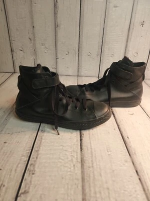  Zapatillas altas Converse Chuck Taylor Brea de cuero negro para niños talla 6 Foto 1 de 4