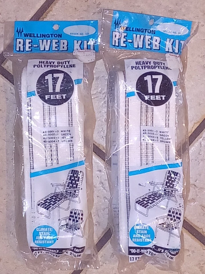 34 pies nuevo de colección Wellington Re-Web silla de metal kit blanco con rayas plateadas 17 x 2 Foto 1 de 1