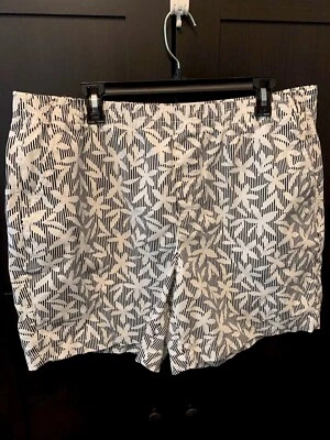 Pantalones Cortos Chinos LANDS END Pull On 7" Con Bolsillos Nuevos Sin Etiquetas Blanco y Negro Floral Talla 18 Foto 1 de 4