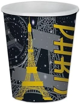 Black & Gold Paris Eiffel Tower French Theme Birthday Party 9 oz. Paper Cups - Image 1 of 1