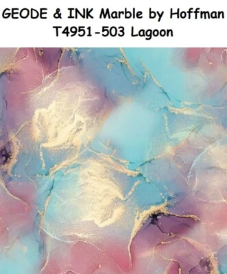 GEODE and Ink Cotton Quilt Fabric by Hoffman BTY T4951-503 LAGOON Multi Color - Image 1 of 4