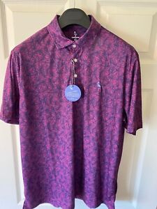 Tailorbyrd Golf Polo “Leaves” Coral XL
