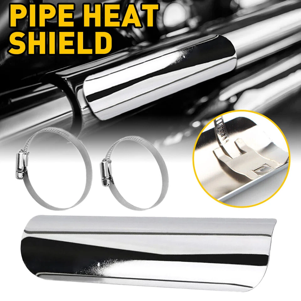 Exhaust Muffler Pipe Heat Shield Cover Protector Chrome for Motorcycle Aluminum - Image 1 of 4