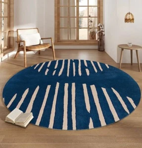 Blue Hand Tufted Round Rug For Living room, Bedroom, Guest room, Lounge & Hall - Picture 1 of 3