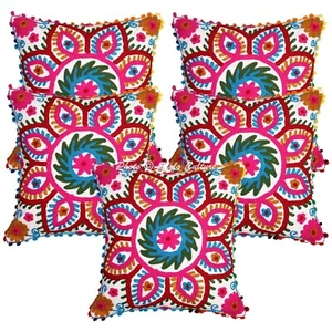 Boho Bohemian Cushion Cover Suzani Embroidered Throw Decor Pillow Cover Case - Picture 1 of 7