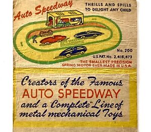 1930’S AUTOMATIC TOY CO- AUTO SPEEDWAY “SMALLEST PRECISION SPRING MOTOR” COVER