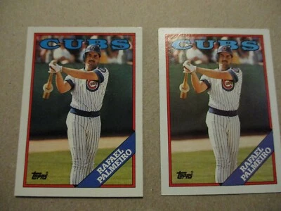 1988 Topps Rafael PALMEIRO Wrong Back ERROR & Correct #186 - Cubs Orioles  - Image 1 of 2