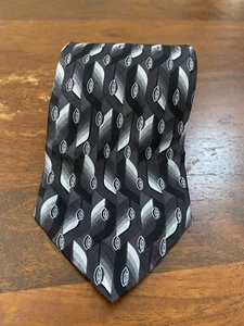 1V FRONT USA TIE GRAY BLACK BLUE Silk 57” x 4” - Picture 1 of 7
