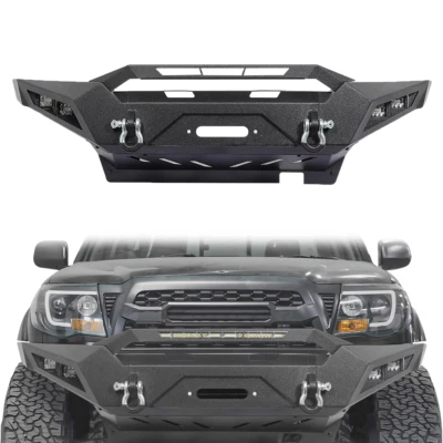 For 2005-2015 Toyota Tacoma Front Bumper W/ Winch Plate & LED Lights & D-rings Foto 1 de 4