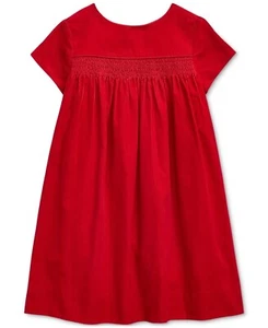Polo Ralph Lauren Dress Girls 6X Corduroy Smocked Classic Holiday Cotton Red - Picture 1 of 13