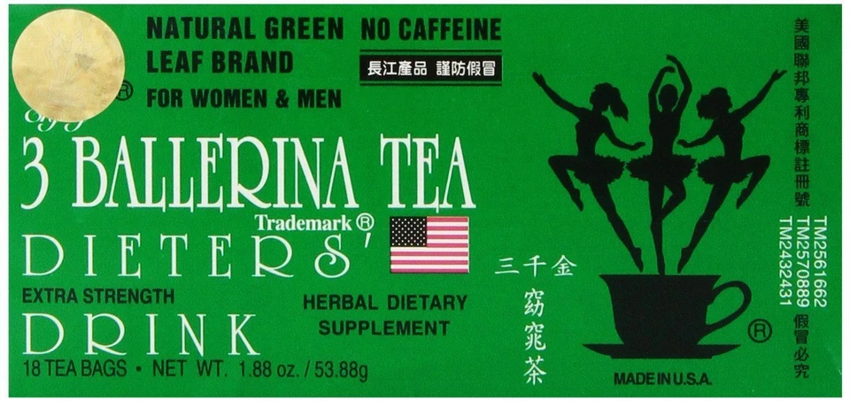 3 Ballerina Herbal Tea Dieters' Drink Extra Strength 18 Tea bags
