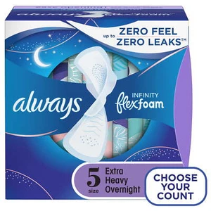 Always Infinity Feminine Pads with wings, Size 5, Unscented, 22 Count - Picture 1 of 7