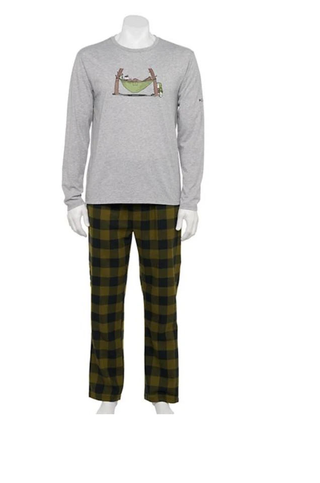 Conjunto de ropa de dormir suave tejido pijama Columbia para hombre - gris claro jaspeado - talla: X grande Foto 1 de 4