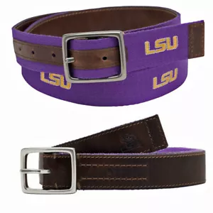 LSU Alumni Purple Gold & Leather Reversible Belt by Jack Mason 34 - Picture 1 of 5