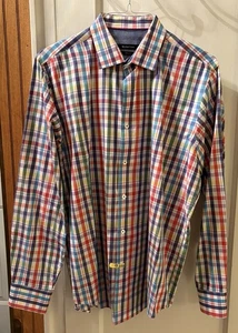Bugatchi Men’s Shirt Large Classic Fit Button Down Long Sleeve Multicolor Plaid - Picture 1 of 12