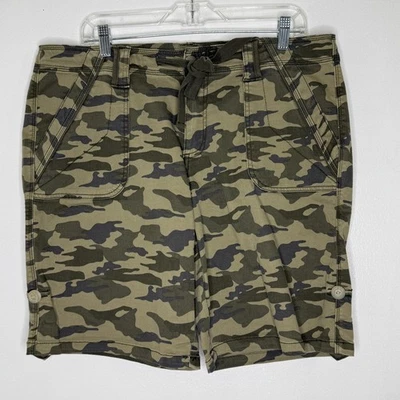 Pantalones Cortos JAG Jeans Para Mujer 16 Verde Camuflaje Calce Relajado Carga Utilidad Elastizados Foto 1 de 4