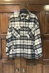 Hipchik Couture Boyfriend Flanell Hemd Jacke Größe 10 Crystal Tiger schwarz weiß - Bild 1 von 11
