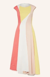 Talbot Runhof Midikleid Holanda2 Waffle Pique Color Block Asymetric Dress Sz 14 - Picture 1 of 14