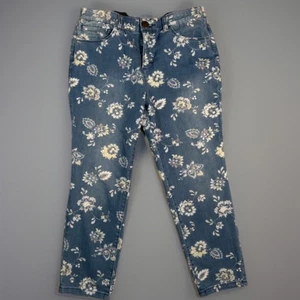 Christopher Banks Denim Jeans Sz 10P Blue Floral Pull On Comfort Fit Casual - Picture 1 of 11