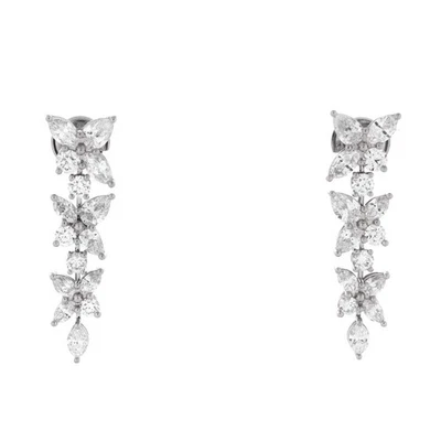 Pendientes colgantes con racimo mixto de platino y diamantes Tiffany & Co. Victoria Foto 1 de 4