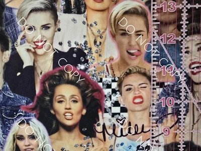 Custom 100% Cotton Woven Fabric Miley Cyrus Singer Artist by the 1/4 Yard 9x56 - Image 1 of 2