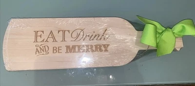 Tábua de madeira comer bebida e ser feliz nova folha de bordo em casa decoração Natal - Imagem 1 de 4