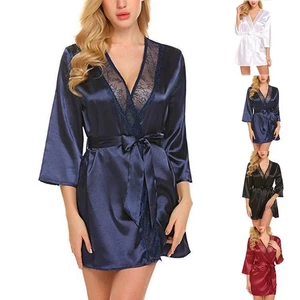 Robe Femme 2023 Peignoir Haute Qualité Chemise de Nuit Sexy Satin Robes - Picture 1 of 16