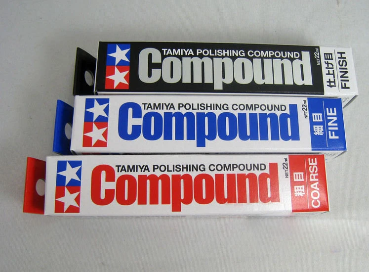 Tamiya 87068+87069+87070 Model Polishing Compound Coarse/Fine/Finish 22ml Set - Image 1 of 1