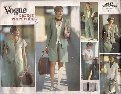 Vogue Patterns, 2637, Jacket, Top, Skirt, Shorts, Pants, Size 6 - 10, Uncut, OOP - Image 1 of 2