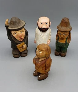 Hand carved/painted vintage wooden figures, Set Of FourSigned Buda 1995 - Picture 1 of 9