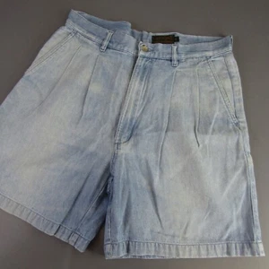 Vintage Eddie Bauer Denim Shorts Pleated Light Wash Cotton 90s Y2K Mens Size 32 - Picture 1 of 10